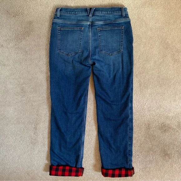 Duluth Trading Red Flannel Lined Straight Leg Jeans Women Size 6x31 - Picture 4 of 13